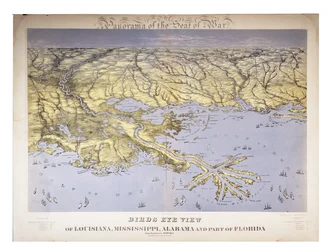 戦争の席のパノラマ：ルイジアナ、ミシシッピ、アラバマ、フロリダの一部の鳥瞰図、1861